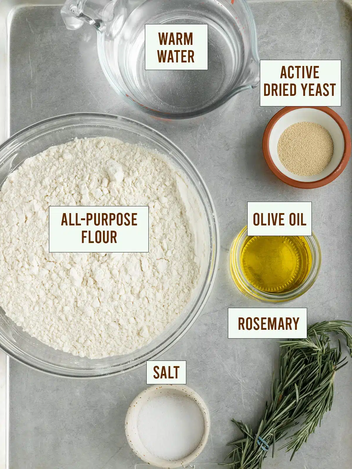 Ingredients to make Rosemary Parmesan Bread